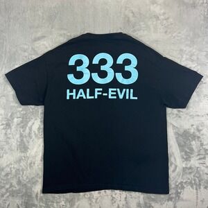 Half Evil 333 Graphic T-Shirt Mens XL Black Short Sleeve Streetwear Tee Skater